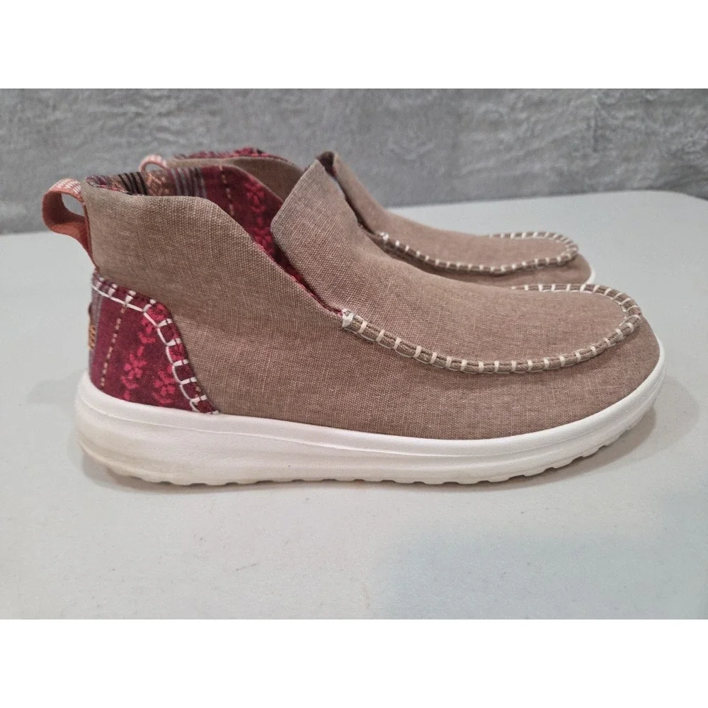 Hey Dude Denny Women's Brown Slip On Comfort Bootie Boots Shoes Size 10 Casual